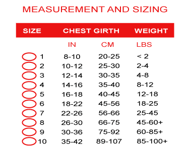 Buddy Belt Harness Size Chart