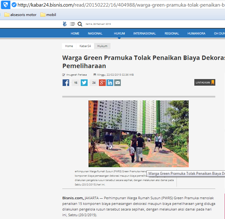 Warga Rusun “The Green Pramuka” Adukan Pengelola/Pengembang Ke DPD RI