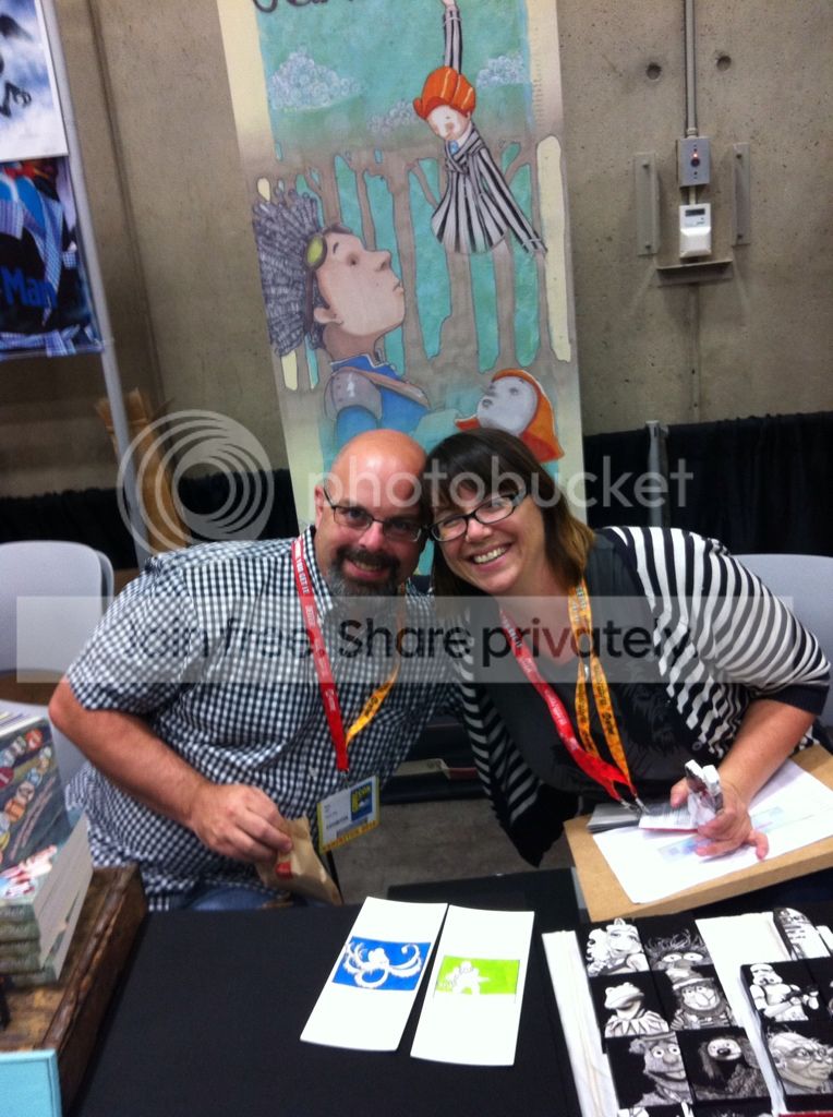 The Lees at SDCC 2012, Mike and Janet Lee at their booth at the SDCC at the beginning of the convention.