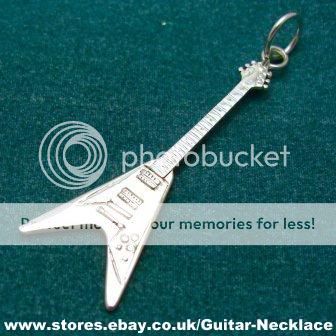 silver Gibson Flying V miniature guitar necklace Large Gold Gibson 